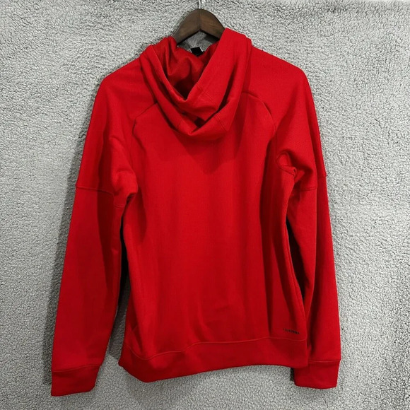 Adidas Sweatshirt Men Small Red Fleece Pullover Hoodie Pockets Outdoors Gorpcore - Picture 2 of 9